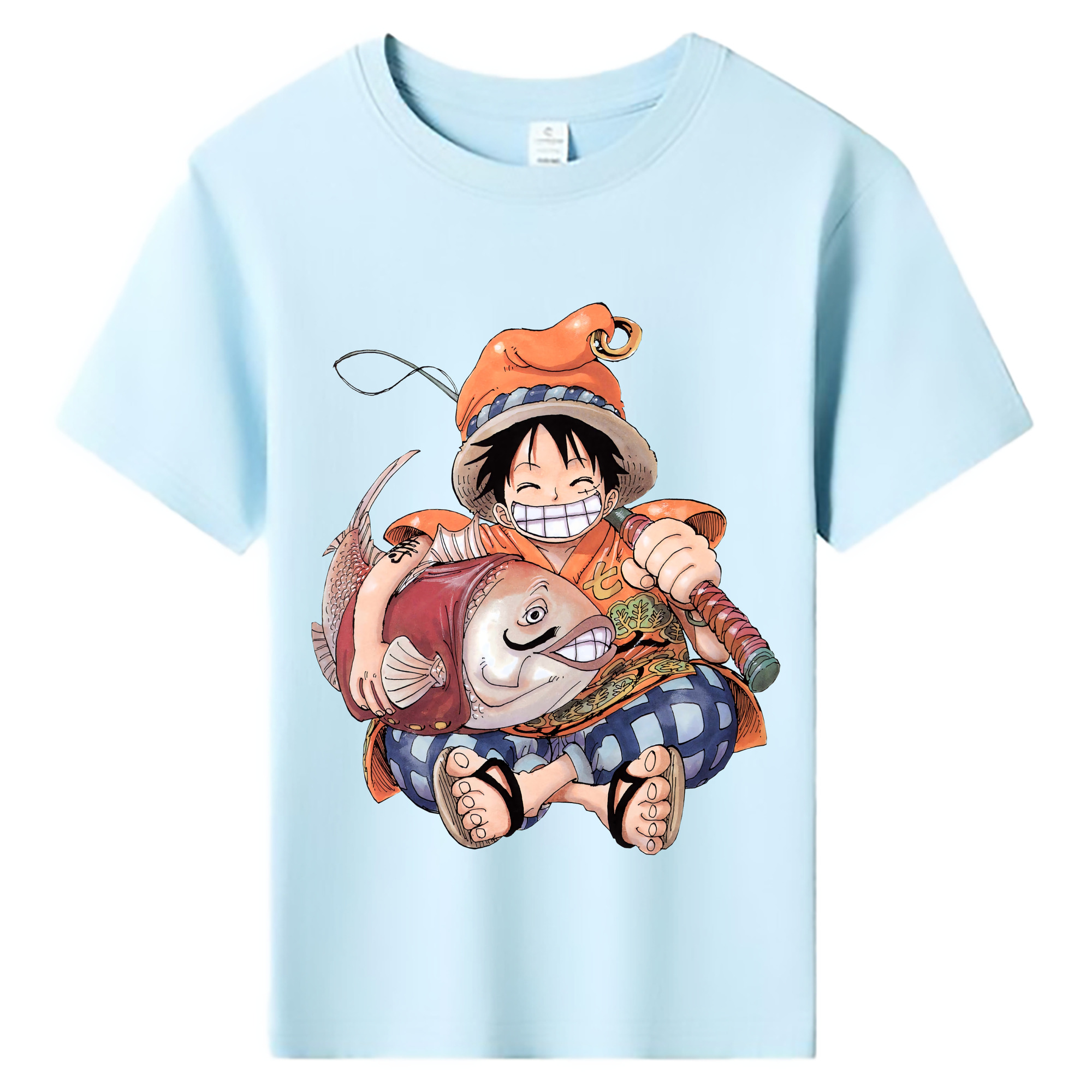 ワンピース モンキー・D・ルフィ ONE PIECE Monkey D. Luffy 綿100％キッズTシャツ（フロントプリント）